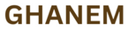 Text 'GHANEM' in brown on a white background